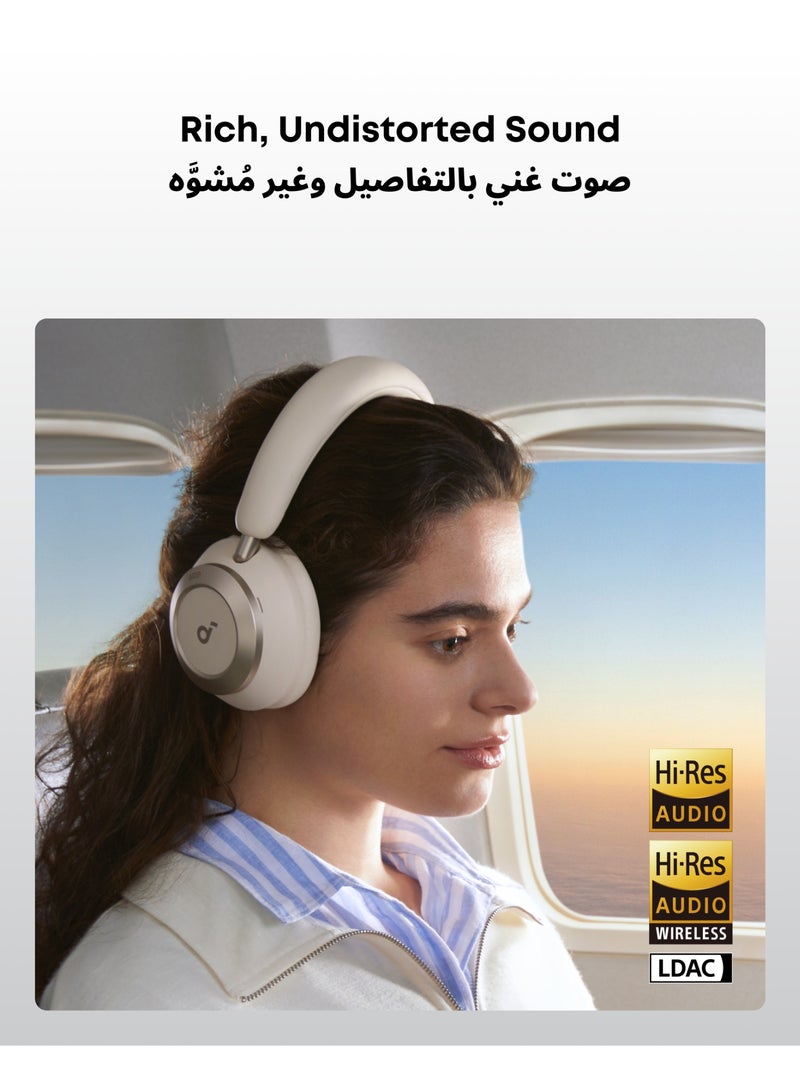 Soundcore Space One Pro by Anker, Adaptive Active Noise Cancelling Headphones, Super Foldable Design, 60H Lossless Audio, Ultra-Fast Charging, Hi-Res Wireless Audio with LDAC, Comfortable Fit White - Image 4