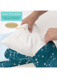 JumpOff Jo JumpOff Jo - Toddler Nap Mat for Preschool, Daycare, and Kindergarten - Sleeping Bag for Kids with Removable Pillow and Ultra Soft Blanket - Night Sky  - Image 4