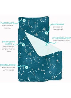 JumpOff Jo JumpOff Jo - Toddler Nap Mat for Preschool, Daycare, and Kindergarten - Sleeping Bag for Kids with Removable Pillow and Ultra Soft Blanket - Night Sky  - Image 2