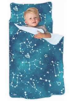 JumpOff Jo JumpOff Jo - Toddler Nap Mat for Preschool, Daycare, and Kindergarten - Sleeping Bag for Kids with Removable Pillow and Ultra Soft Blanket - Night Sky  - Image 1