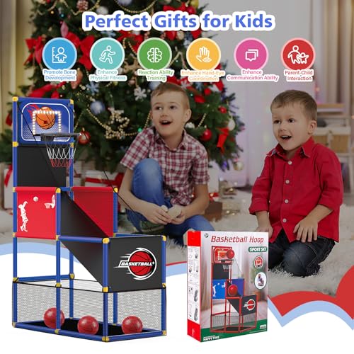 M SANMERSEN Kids Basketball Hoop Arcade Game Set with 4 Balls Electronic Scoreboard and LED Light Indoor and Outdoor Play BirthdayHalloween for 38 Year Old Boy and Girl - Image 5