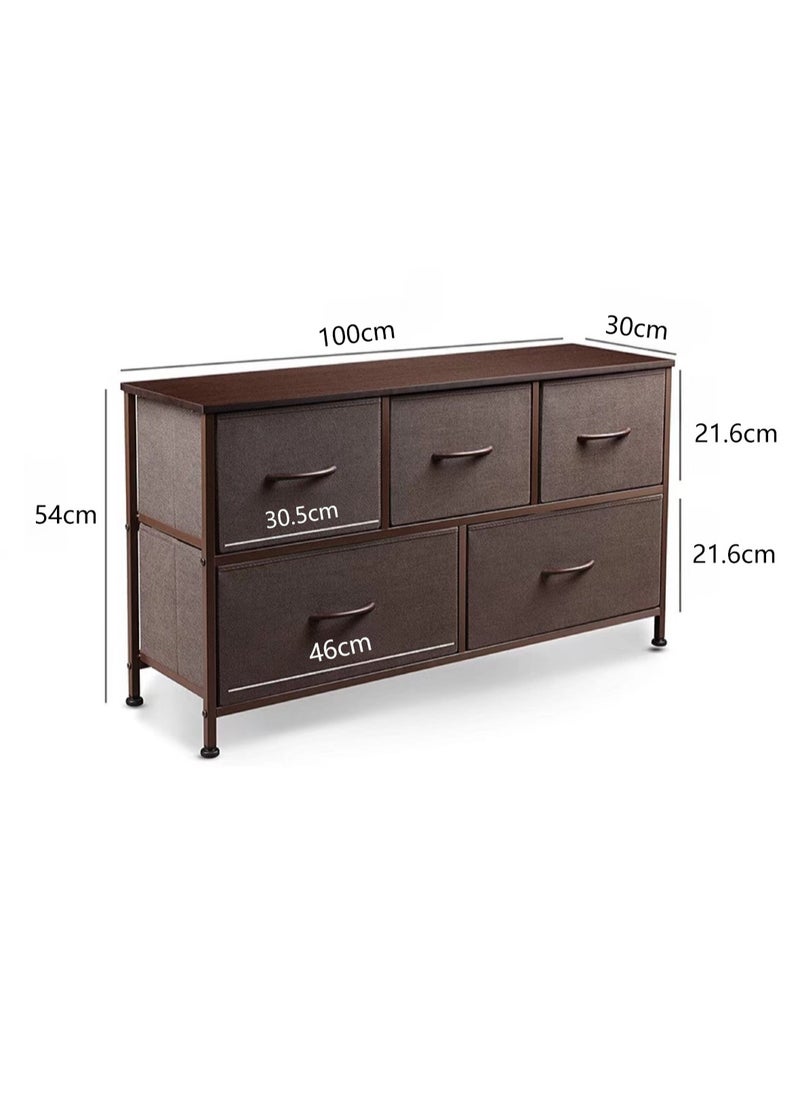 Generic TV Table TV Cabinet Dressing Table with 5 Drawers Large Capacity Storage Cabinet Clothes Cabinet Bedroom Storage Cabinet (Brown)  - Image 5