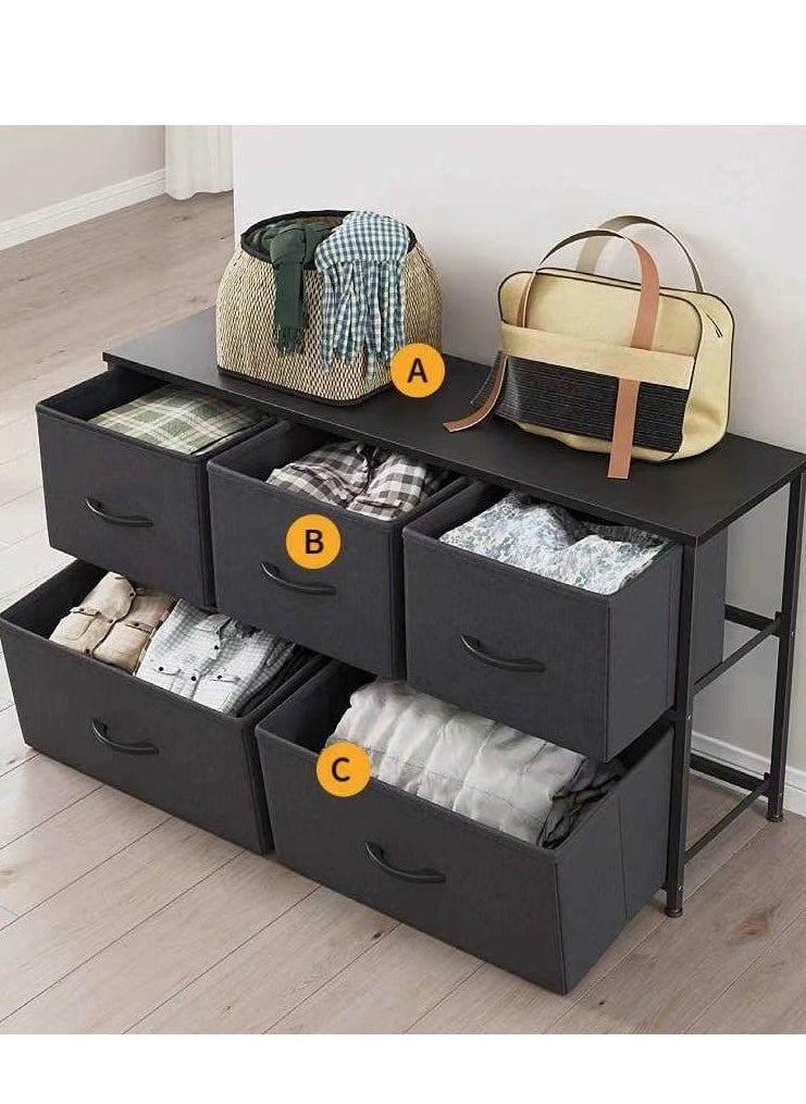 Generic TV Table TV Cabinet Dressing Table with 5 Drawers Large Capacity Storage Cabinet Clothes Cabinet Bedroom Storage Cabinet (Brown)  - Image 4