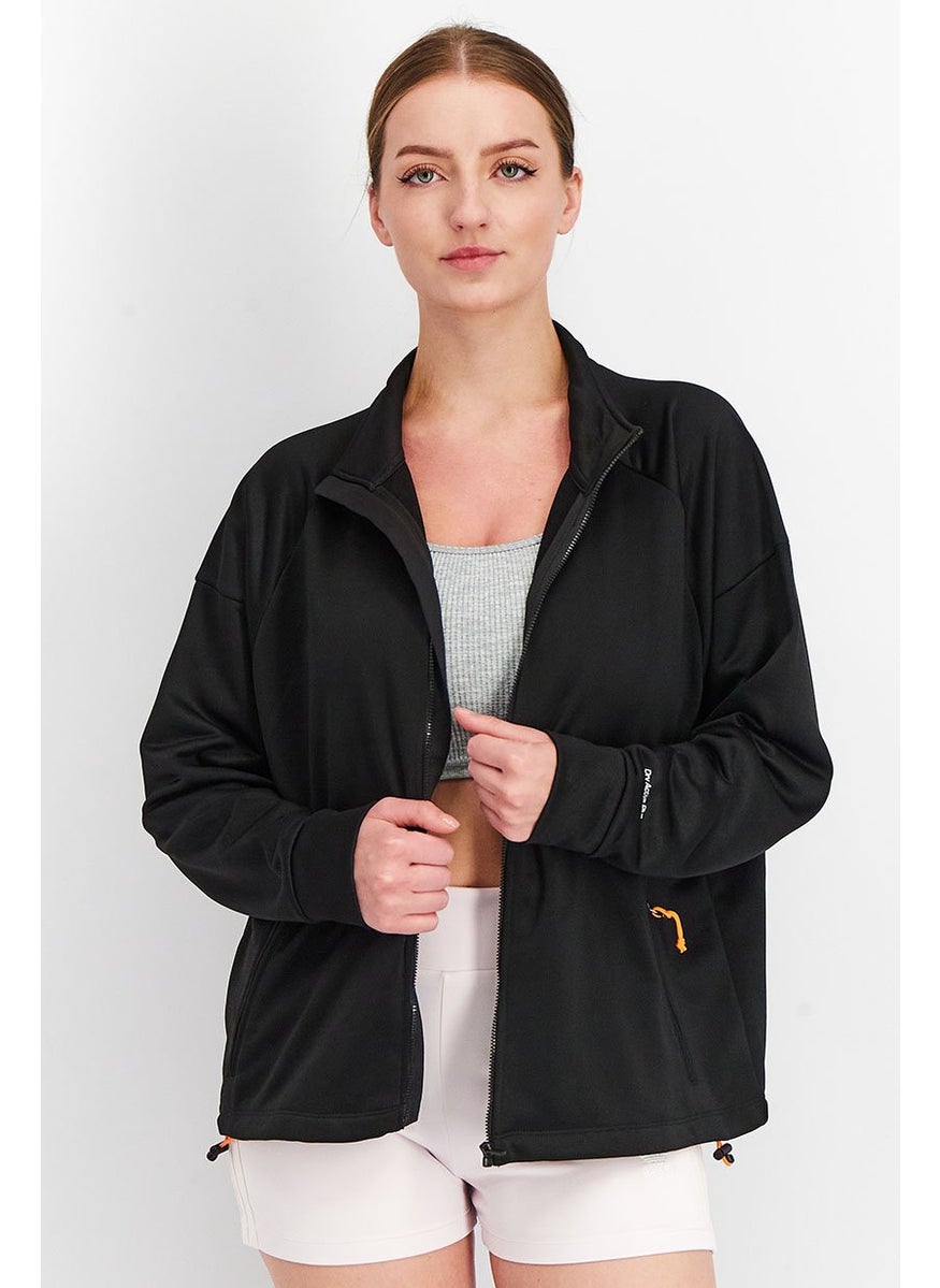 Tchibo - Women Sportswear Fit Full Solid Training Track Jacket, Black - Image 1
