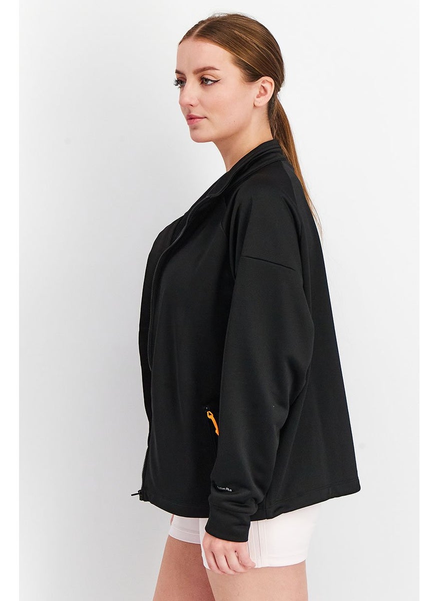 Tchibo - Women Sportswear Fit Full Solid Training Track Jacket, Black - Image 1