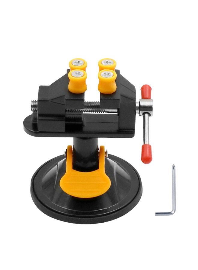 Saipe Universal Mini Table Vise Clamp 360° Suction Vice Clamp Drill Press Vise Table Bench Vice Craft Vise DIY Sculpture Craft Carving Tool for Jewelry Watch Walnut - Image 1