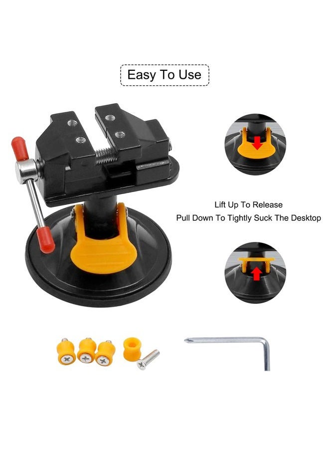 Saipe Universal Mini Table Vise Clamp 360° Suction Vice Clamp Drill Press Vise Table Bench Vice Craft Vise DIY Sculpture Craft Carving Tool for Jewelry Watch Walnut - Image 4