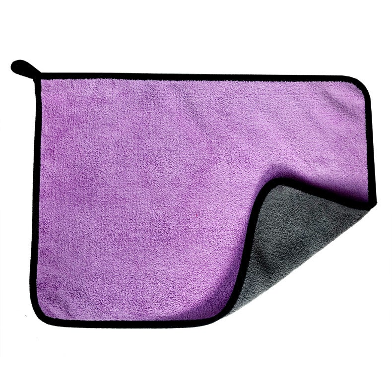 Factory wholesale coral fleece car towel car wash towel double-sided cleaning cloth thick absorbent special towel logo Gray purple 500g/㎡