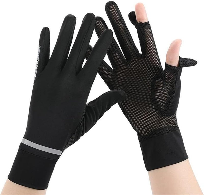 SCIENISH Women's UPF 50+ UV Sun Protection Quick Dry Anti Slip Driving Gloves, Black, Large - Image 1