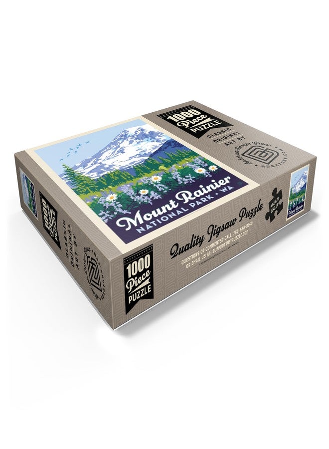 MyPuzzle.com MyPuzzle Mount Rainier National Park: Wildflowers, Vintage Poster - Premium 1000 Piece Jigsaw Puzzle for Adults - Image 3