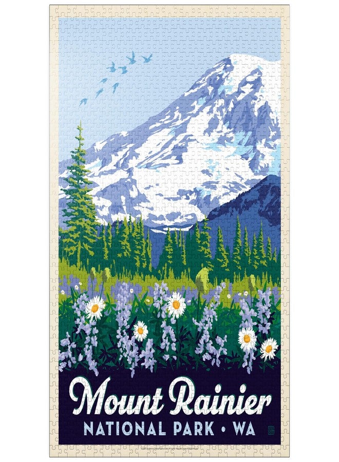 MyPuzzle.com MyPuzzle Mount Rainier National Park: Wildflowers, Vintage Poster - Premium 1000 Piece Jigsaw Puzzle for Adults - Image 1