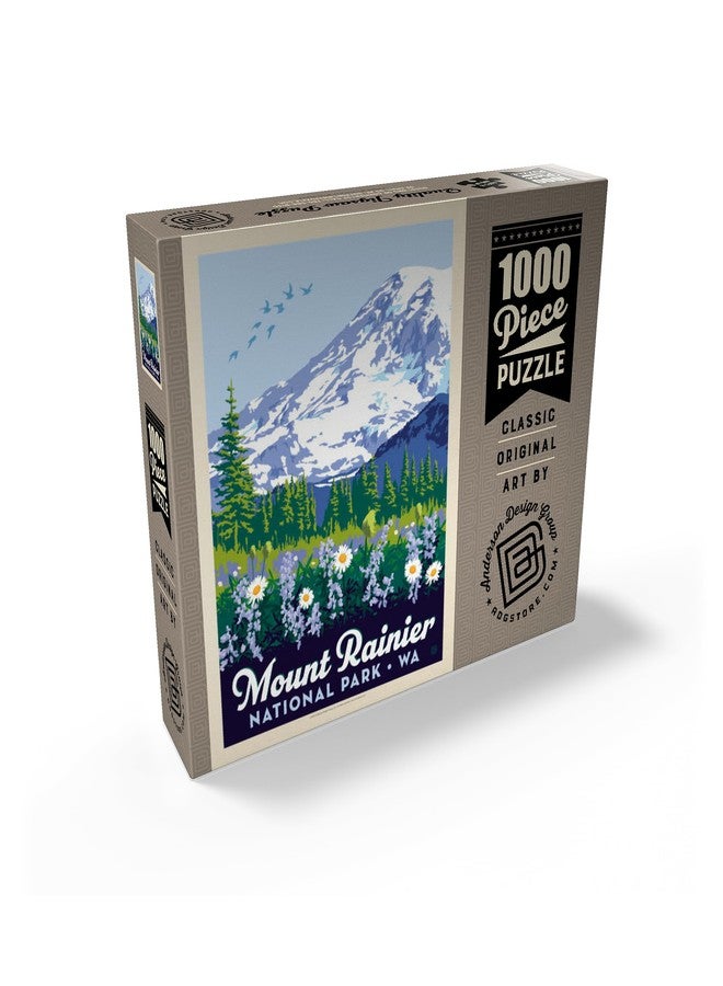 MyPuzzle.com MyPuzzle Mount Rainier National Park: Wildflowers, Vintage Poster - Premium 1000 Piece Jigsaw Puzzle for Adults - Image 2