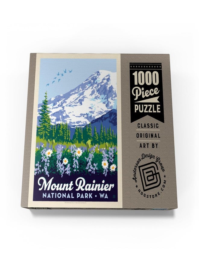 MyPuzzle.com MyPuzzle Mount Rainier National Park: Wildflowers, Vintage Poster - Premium 1000 Piece Jigsaw Puzzle for Adults - Image 4