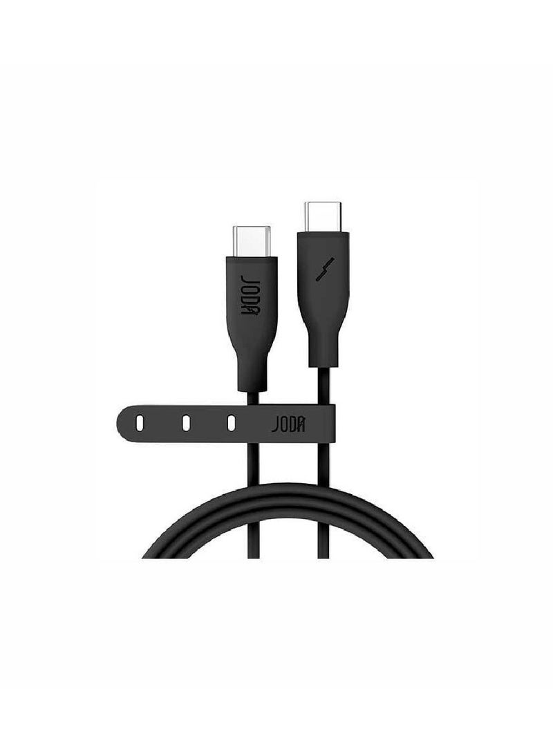 جودا كيبل شحن تايب سي إلى تايب سي ، ناعم من السيليكون، سرع وآمن بقوة 60 واط، بطول 1 متر ولون أنيق اسود.ي - Image 1