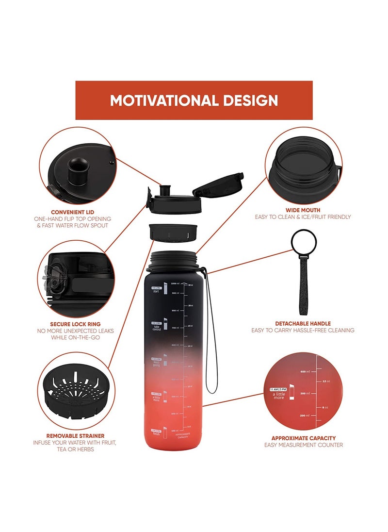 LA' PRECIOUS - LA' PRECIOUS 1L Water Bottle for Adults and Kids - USA Tritan Material Non-Toxic BPA Free - Fast Flow - Flip Top Leak Proof Lid and One Click Open - Image 1