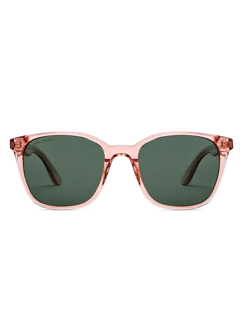 John Jacobs John Jacobs | Pink Transparent - Green | Full Rim Square Stylish & Premium UV Protected Sunglasses | JJ Tints | Polarized and 100% UV Protected | Men & Women | Wide | JJ S13313