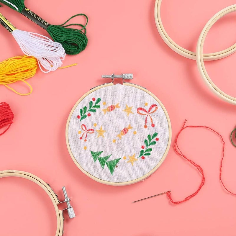 Caydo 24 Pieces 4 Inch Embroidery Hoops Bulk Wholesale Cross Stitch Hoop Ring for Embroidery, Art Craft Handy Sewing and Christmas Decoration - Image 3