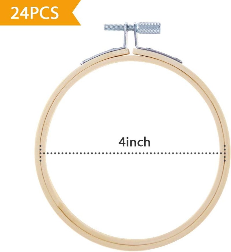 Caydo 24 Pieces 4 Inch Embroidery Hoops Bulk Wholesale Cross Stitch Hoop Ring for Embroidery, Art Craft Handy Sewing and Christmas Decoration - Image 2