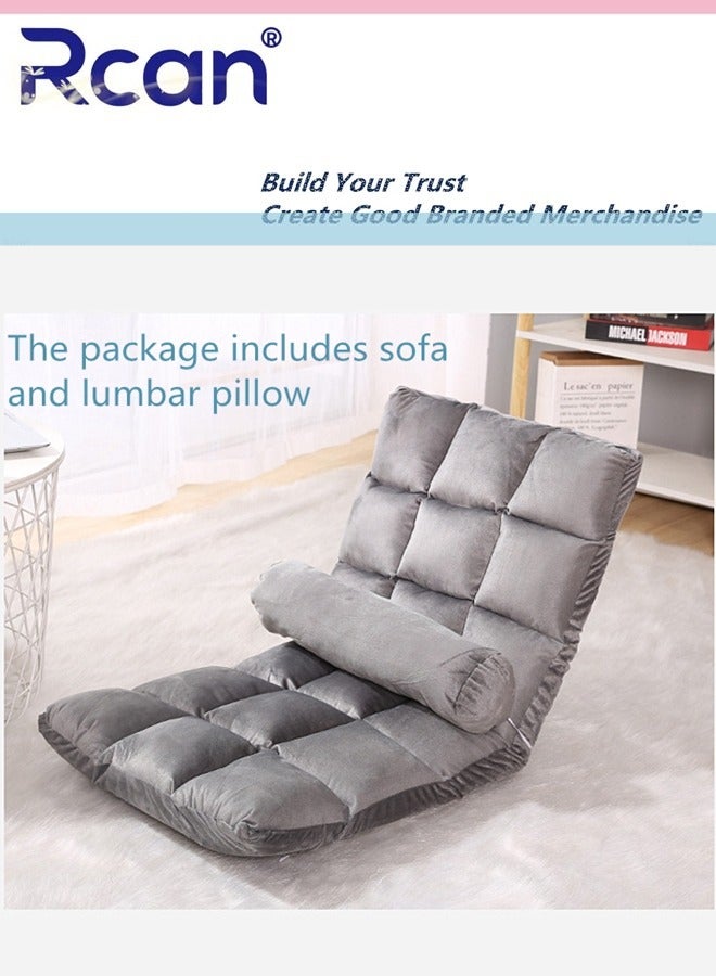 Rcan Luxurious Folding Floor Chair Padded, Game Chair with 5 Position Adjustable Backrest Comfortable and Soft To The Touch Travel Seat Outdoor Chair and Garden Chair for Reading Games Meditating - Image 2