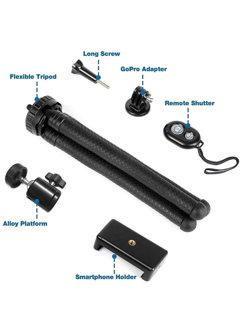 ELTRAZONE Phone Tripod, Flexible Cell Phone Tripod Adjustable Camera Stand Holder with Wireless Remote and Universal Clip 360° Rotating Mini Tripod Stand for iPhone - Image 2