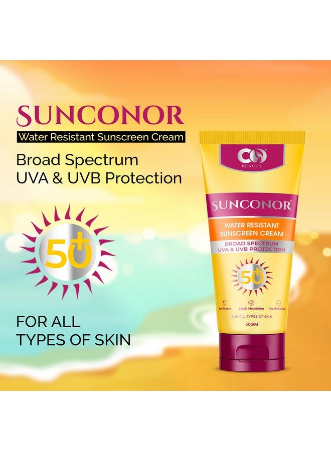CO Luxury Sunconor SPF 50 PA+ Sunscreen | Water Resistant & Non-Greasy | Broad Spectrum UVA UVB Protection | Lightweight & Quick Absorbing Sunblock - 60 gm Pack of 1 - Image 2