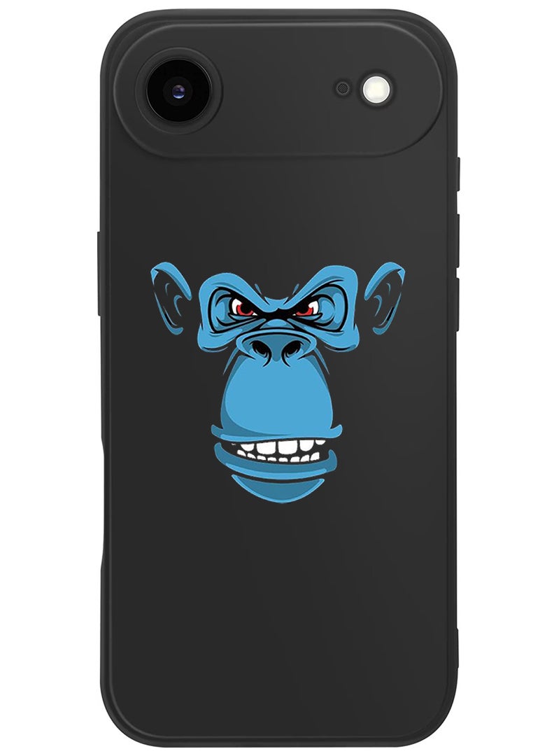 Theodor Protective Slim Fit Case Liquid Silicone Cover with Full Body Protection Anti-Scratch Shockproof Case For Apple iPhone 17 Air (Black) Blue monkey face - Image 1