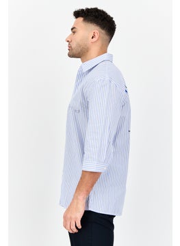 SELECTED Men  Drop Shoulder Fit Hairline Stripe 3/4 Sleeves Casual Shirt, Multicolor  - Image 2