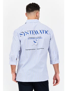 SELECTED Men  Drop Shoulder Fit Hairline Stripe 3/4 Sleeves Casual Shirt, Multicolor  - Image 4
