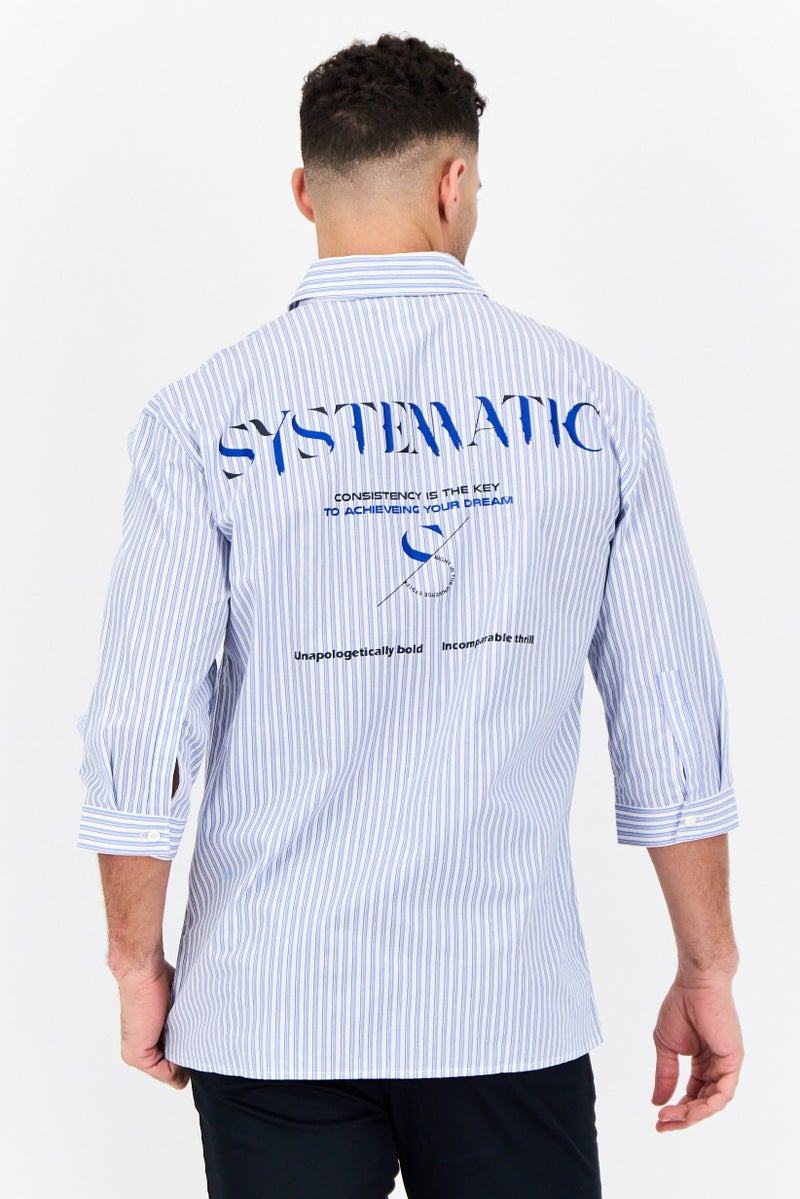 SELECTED Men  Drop Shoulder Fit Hairline Stripe 3/4 Sleeves Casual Shirt, Multicolor - Image 4