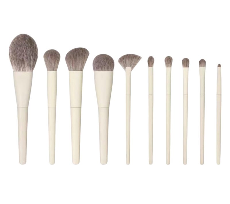 Dhjrefhhd 10Pcs Makeup Brush Set Professional Face Foundation Concealer Powder Blush Eyeshadow Brush Set For Foundation Blush Concealer Eyeshadow Travel Kit White suit