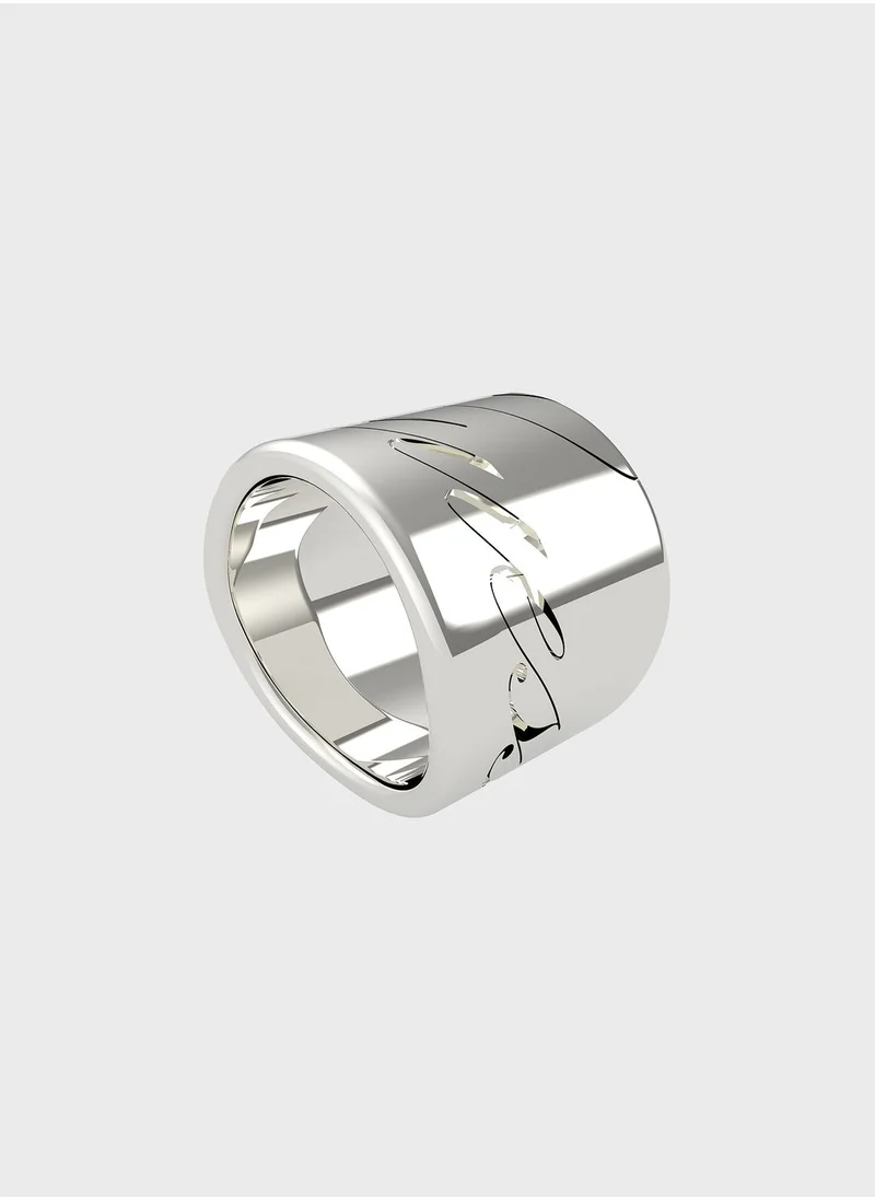 GUESS Logo Engraved Band Ring