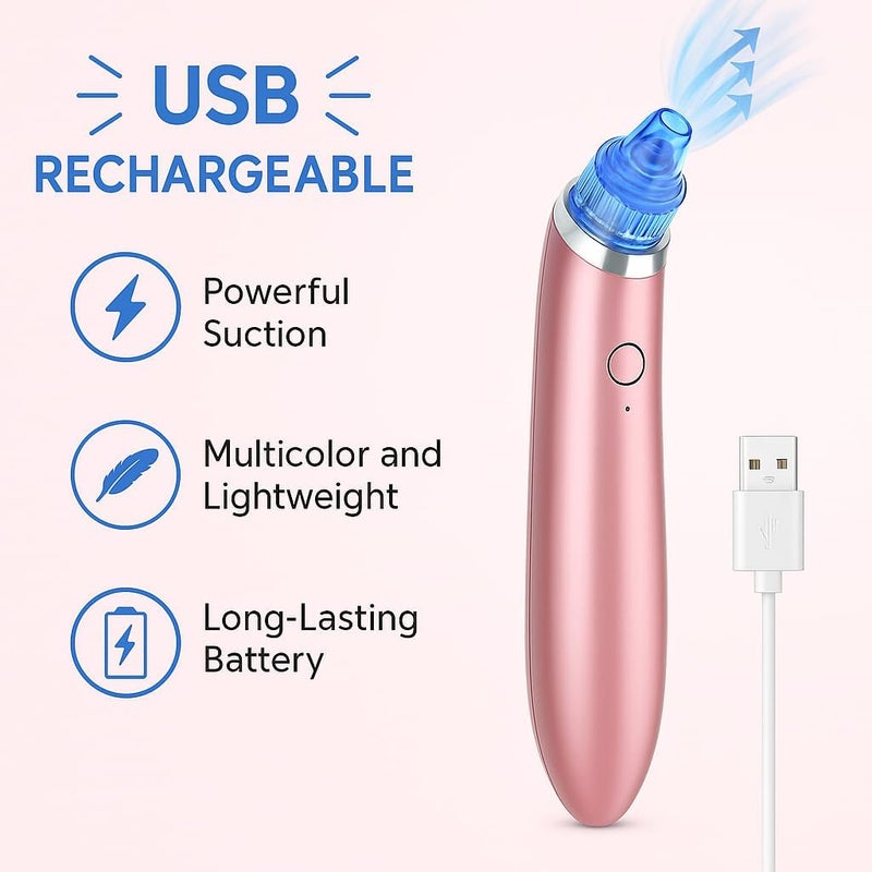 FITTO USB Rechargeable Facial Pore Cleaner – Blackhead Remover Vacuum for Deep Cleansing, Skin Care Tool for Acne, Exfoliation, and Smoother Skin – Portable Beauty Device, Multicolor - Image 2