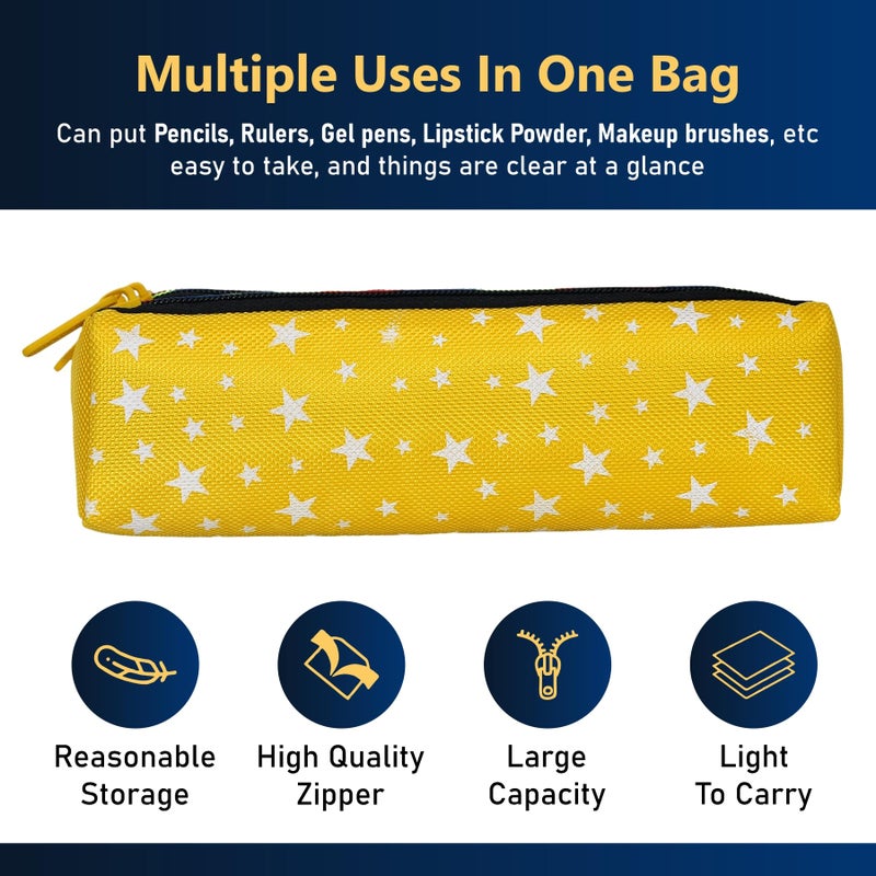 Kuber Industries Makeup Pouch | Rexine Cosmetic Pouch | Jewellery Utility Pouch | Toiletry Pouch for Girls | Travel Makeup Pouch for Girls | Storage Makeup Bag | Star Makeup Pouch | Pack of 2 | Yellow - Image 4