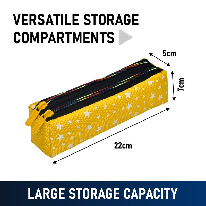 Kuber Industries Makeup Pouch | Rexine Cosmetic Pouch | Jewellery Utility Pouch | Toiletry Pouch for Girls | Travel Makeup Pouch for Girls | Storage Makeup Bag | Star Makeup Pouch | Pack of 2 | Yellow - Image 3