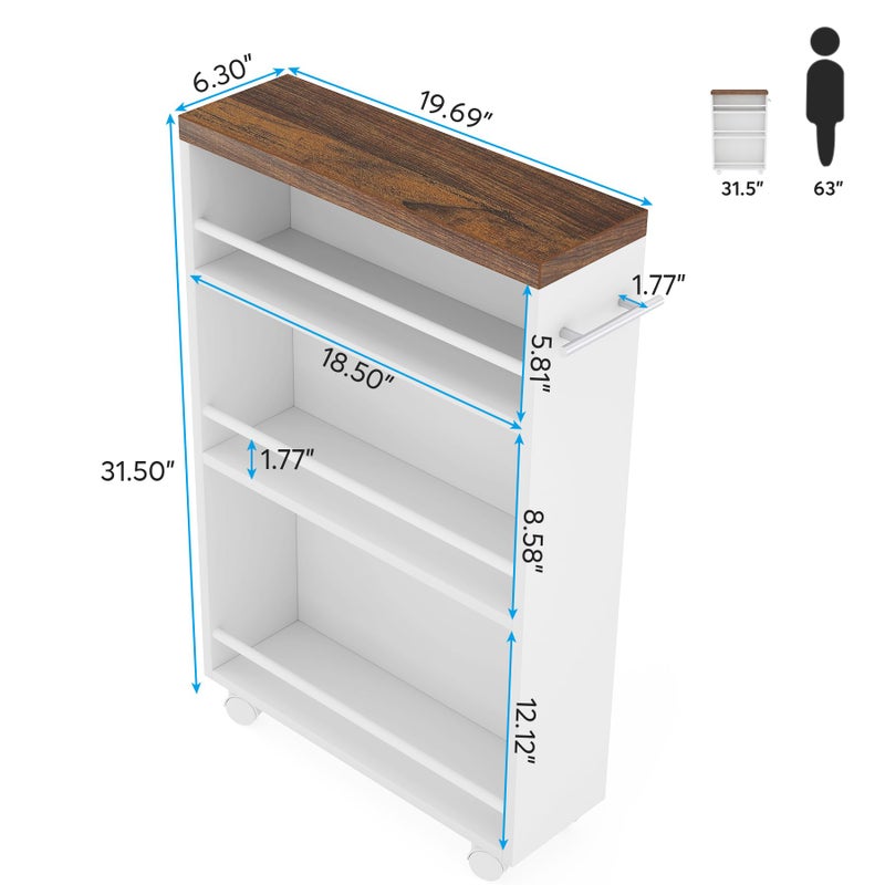 Tribesigns Slim Storage Cart, Rolling Narrow Kitchen Cart on Wheels for Small Place, 4-Tier Slide Out Slim Utility Cart Skinny Laundry Cart with Handle for Kitchen, Bathroom, Laundry - Image 2