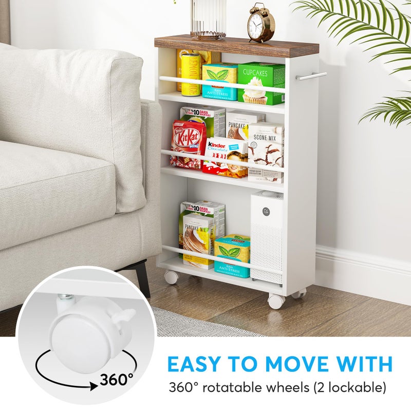 Tribesigns Slim Storage Cart, Rolling Narrow Kitchen Cart on Wheels for Small Place, 4-Tier Slide Out Slim Utility Cart Skinny Laundry Cart with Handle for Kitchen, Bathroom, Laundry - Image 5