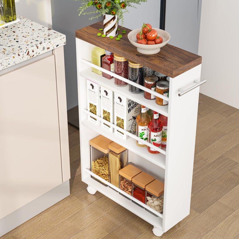 Tribesigns Slim Storage Cart, Rolling Narrow Kitchen Cart on Wheels for Small Place, 4-Tier Slide Out Slim Utility Cart Skinny Laundry Cart with Handle for Kitchen, Bathroom, Laundry - Image 1
