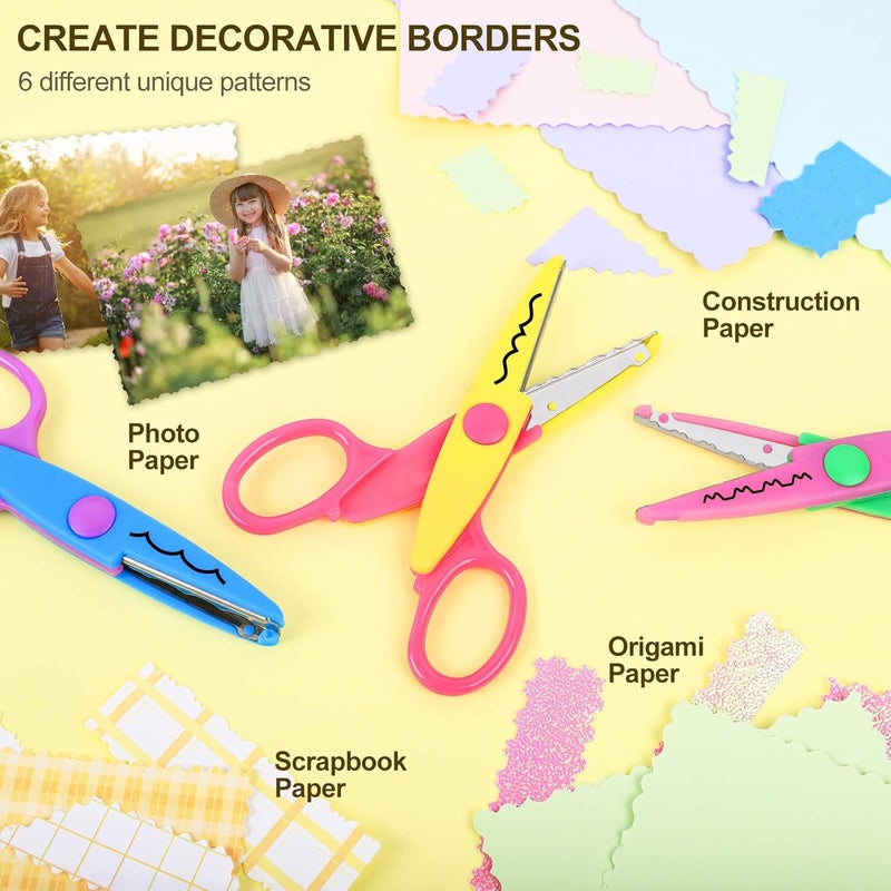 UCEC Craft Scissors - Decorative Edge, 6 Pack, Rainbow Color, Zig Zag Pattern, Scrapbooking & Fancy Scissors for Crafting - Image 4