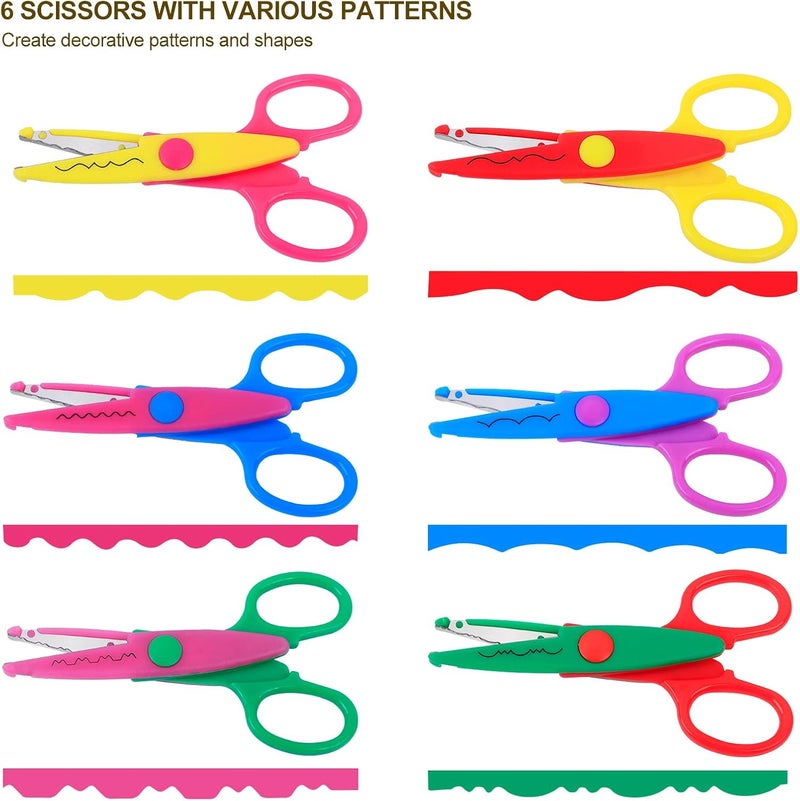 UCEC Craft Scissors - Decorative Edge, 6 Pack, Rainbow Color, Zig Zag Pattern, Scrapbooking & Fancy Scissors for Crafting - Image 3