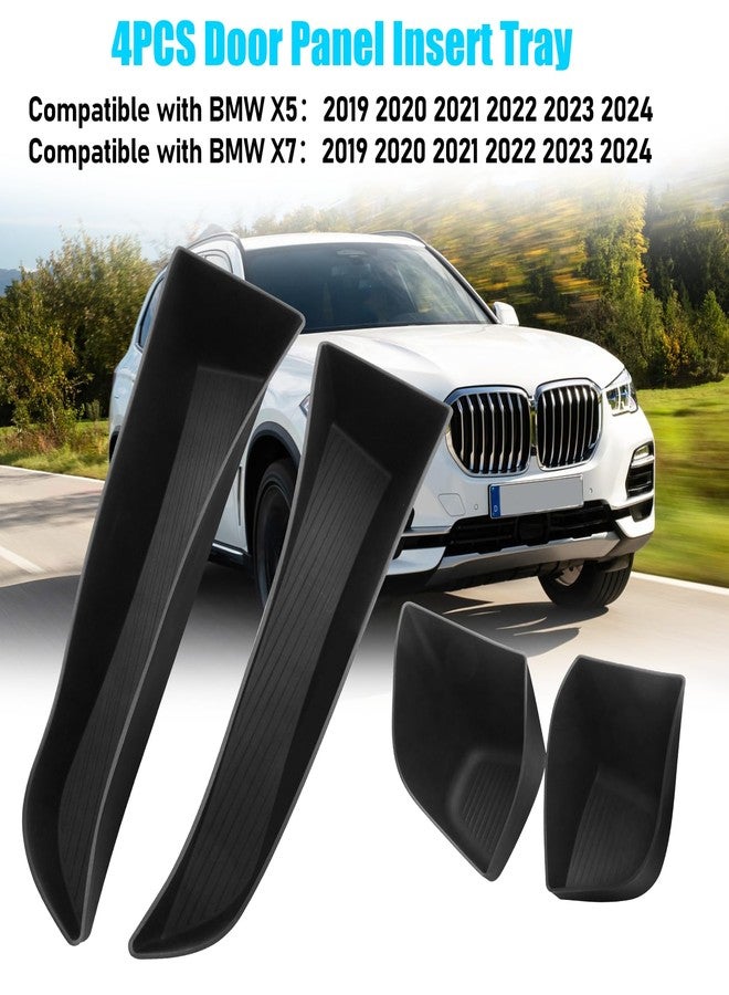 Jaronx Compatible with BMW Door Side Organizer X5 G05/X7 G07 2019-2024, 4PCS TPE Front Door Organizer Tray, Door Pockets Inserts Door Panel Insert Tray for X5 G05 Accessories X7 G07 Accessories - Image 2