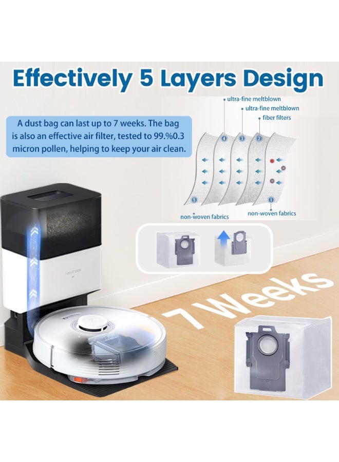 اكسيسن 28 قطعة قطع غيار متوافقة مع المكنسة الكهربائية الروبوتية Roborock Q7 و Q7+ و Q7 Max و Q7 Max+، 2 فرشاة رئيسية، 6 قطع قماش للمسح، 6 فرش جانبية، 6 فلاتر HEPA، 6 أكياس غبار، 2 أدوات - Image 4