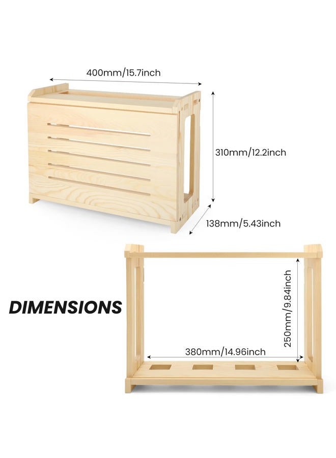 BEARUT Wooden Router Shelf Wall Mount WiFi Router Storage Box Modem Cable Router Cover Organized Power Strip Cable Management Hider Rack Need Assembly - Image 2