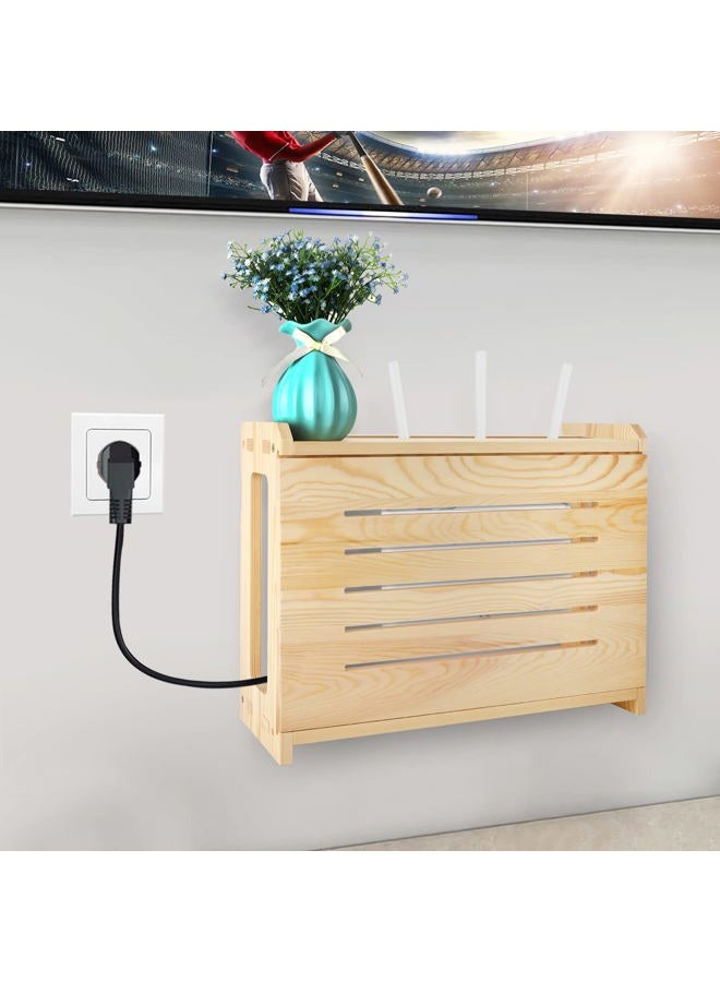 BEARUT Wooden Router Shelf Wall Mount WiFi Router Storage Box Modem Cable Router Cover Organized Power Strip Cable Management Hider Rack Need Assembly - Image 3