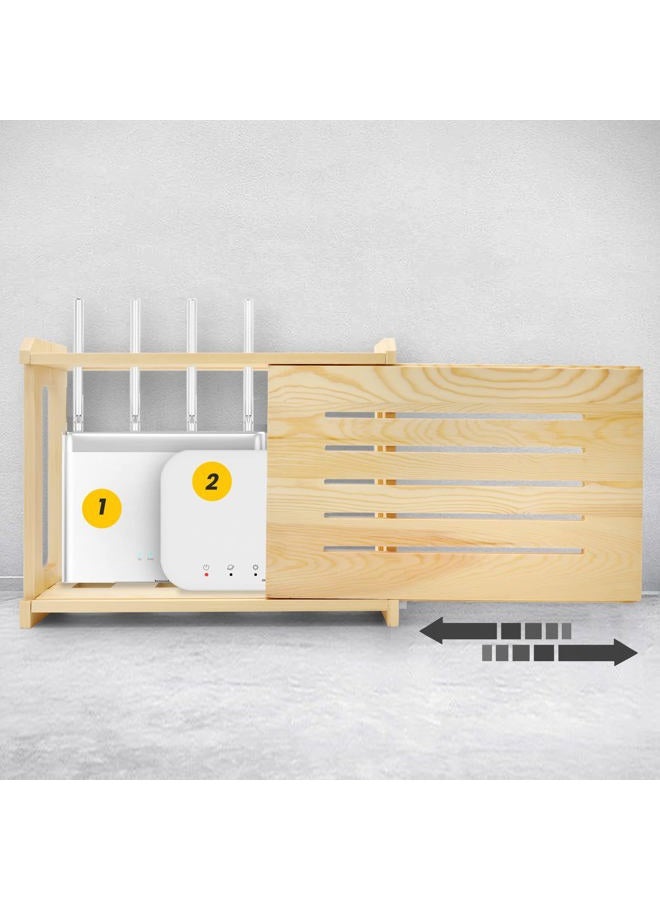 BEARUT Wooden Router Shelf Wall Mount WiFi Router Storage Box Modem Cable Router Cover Organized Power Strip Cable Management Hider Rack Need Assembly - Image 4