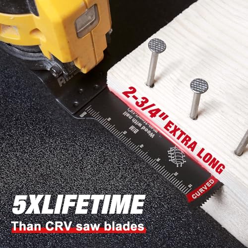 AMZWEI 30 Pcs Extra Long Bi-Metal Oscillating Tool Blades Metal Cutting, Curved Edge Multitool Blades for Wood with Nails, Wood, Plastic, Compatible with Dewalt Milwaukee Bosch Worx Ryobi (70MM) - Image 2