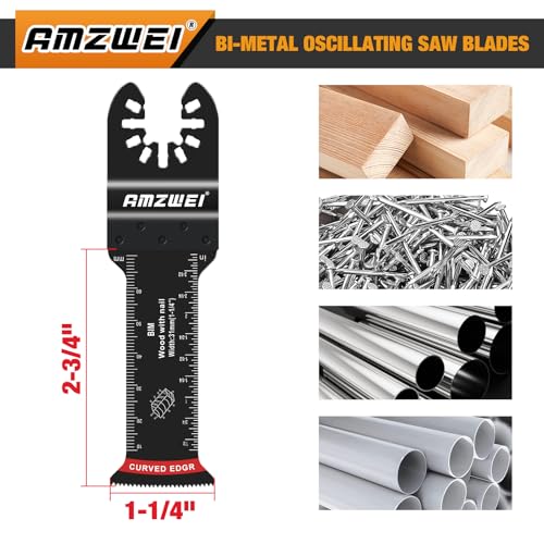 AMZWEI 30 Pcs Extra Long Bi-Metal Oscillating Tool Blades Metal Cutting, Curved Edge Multitool Blades for Wood with Nails, Wood, Plastic, Compatible with Dewalt Milwaukee Bosch Worx Ryobi (70MM) - Image 4