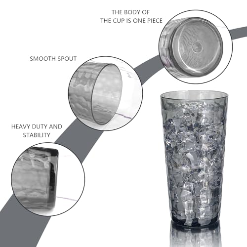 Yalin 24-Ounce Plastic Tumbler Acrylic Drinking Glasses, Reusable Plastic Cups, Stackable, BPA-Free, Shatter Proof, Dishwasher Safe, Set of 8 (Gray) - Image 3