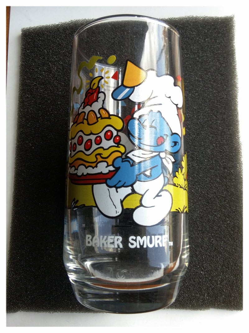 Collectable Collectable Vintage 1983 Baker Smurf Glass Tumbler