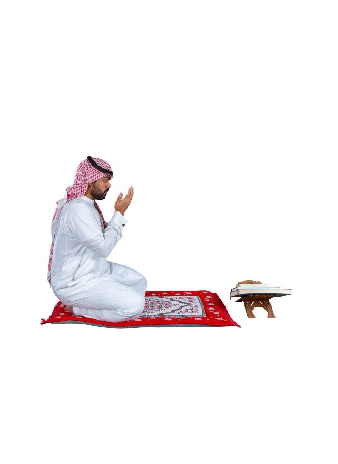 Memory Foam Prayer Mat Red And White 9.68 X 43.8 X 72.6 Cm Ht-01Rd