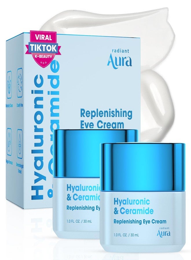 Radiant Aura Eye Cream - Anti-Aging Cream with Hyaluronic Acid & Ceramides - Hydrating Formula for Dark Circles, Puffiness & Fine Lines - Korean Skincare - 1 oz - Pack of 2 - Image 1